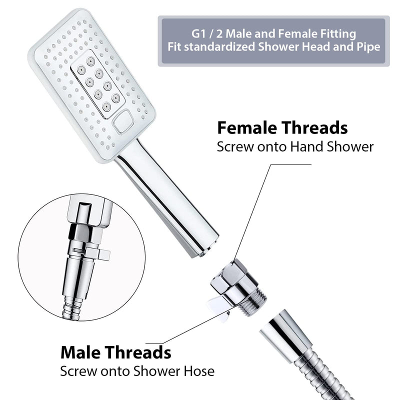Shower Shut Off Valve Shower Head Flow Restrictor Shower Flow Control Valve Brass Shut Off Valve for Handheld Shower, Chrome