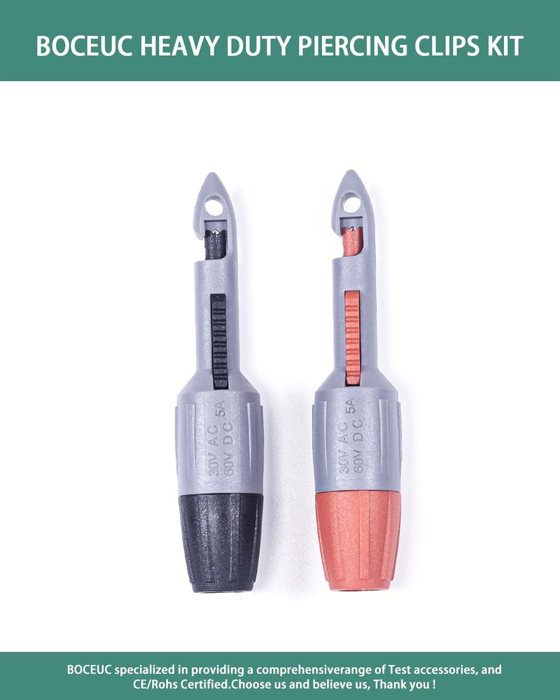 Insulation Piercing Clips Set Heavy Duty 2 Pcs Wire Piercing Probe for 4mm Banana Plug Multimeter Test Leads Multi Testers Needle Accessories 4mm Plug