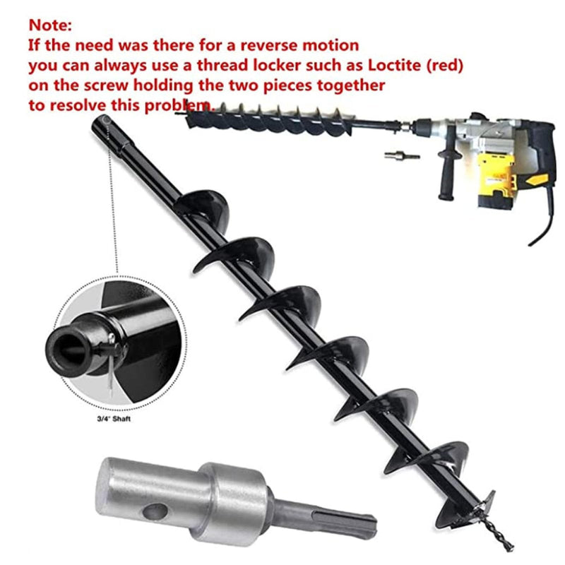 Auger Adapter 1 to 3 Drill Adapter Electric Drill to Ground Drill Conversion Carbon Steel Round Chuck 2 Pits 2 Slots Garden Auger Drill Connector Garden Tools