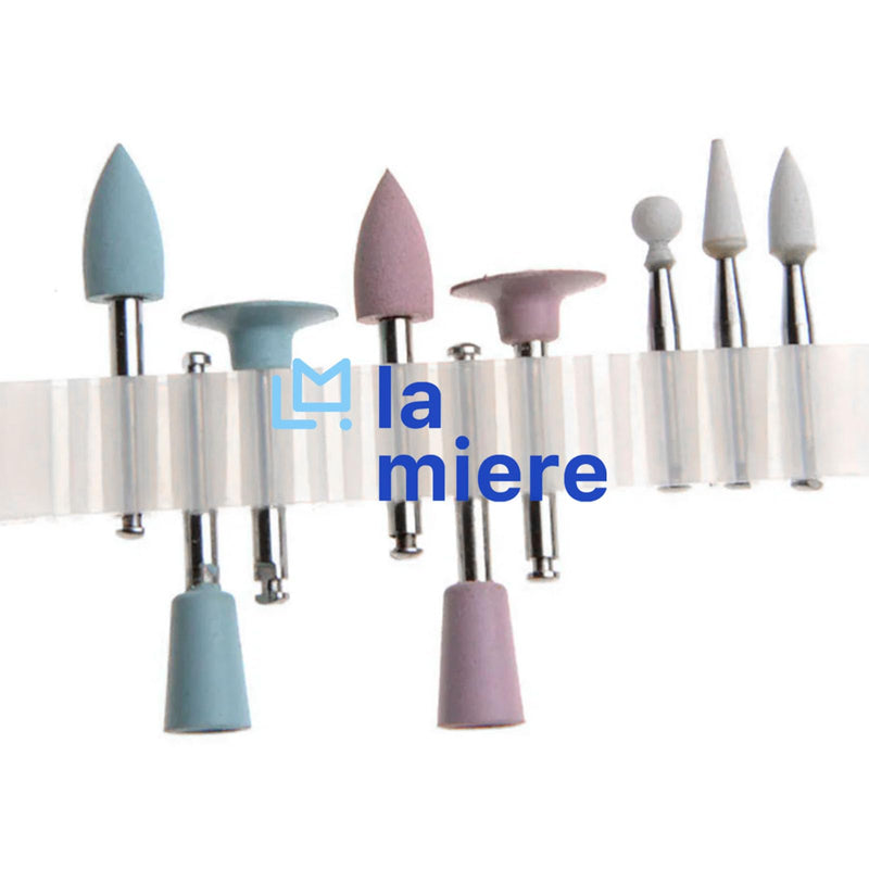 Dental Composite Polishing Kit 9pcs/Kit, Ceramic Oxide Grit, Ceramic Material, Low-speed Contra-angle Handpiece Compatible, White, Pink, Light blue