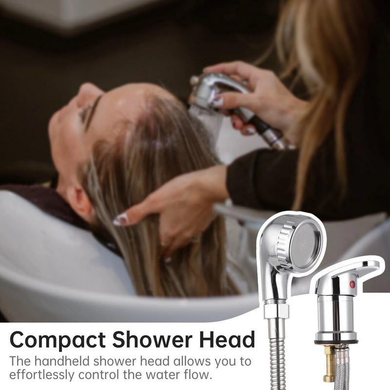 Homaisson Beauty Salon Shampoo Sink Bowl Faucet and Sprayer Kit, Leak-Proof Shampoo Bed Faucet with Metal Hose, Hot and Cold Mixer Tap Sprayer Set for Hair Beauty Salon Silver