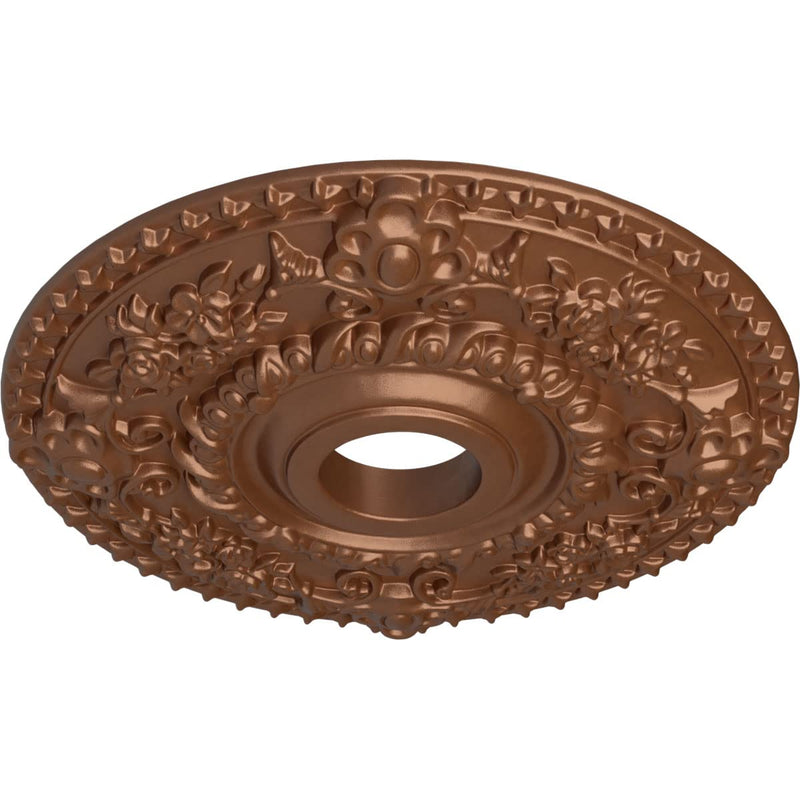 Ekena Millwork CM18ROPOS Rose Ceiling Medallion, Polished Copper Hand-Painted Polished Copper