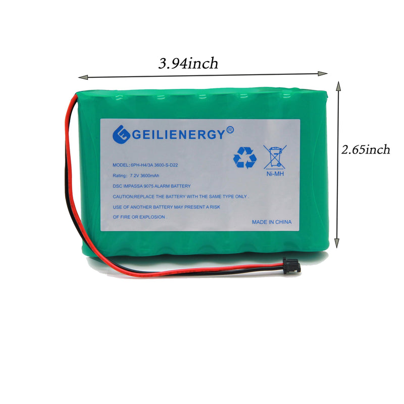 GEILIENERGY 6PH-H-4/3A3600-S-D22 7.2v 3600mAh Ni-MH Battery Compatible with DSC IMPASSA 9057 Battery Wireless Security System