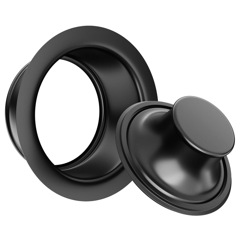 Kitchen Sink Garbage Disposal Flange and Stopper,Sink Drain Flange with Stopper for Garbage Disposal Stainless Steel Fit Universal 3-1/2 Inch Standard Sink Drain Opening Matte Black Height 1-3/4