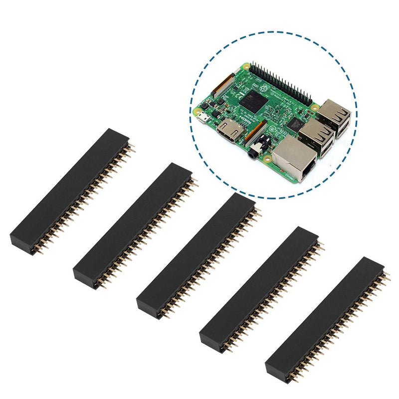 5Pcs Female Pin Headers 2x20 Pins 2.54m Row Short Pin Headers Connector PCB Board Pin Header Strip for
