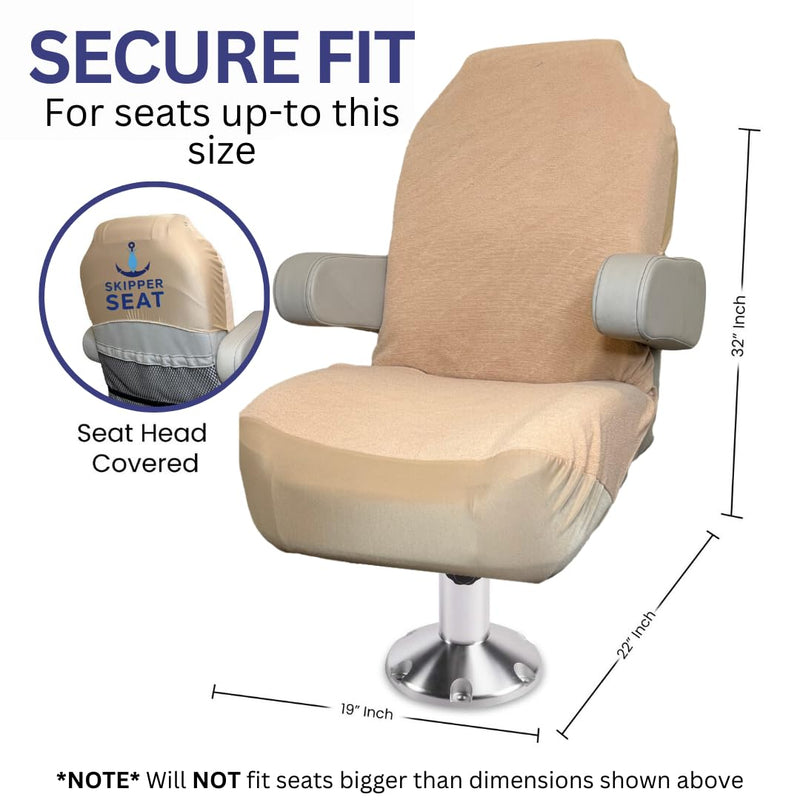 Boat Seat Cover - Microfiber, Quick-Dry, Universal Fit, Stylish Solid Beige Design for Captain's Chairs, Pontoon Towel Seat Covers