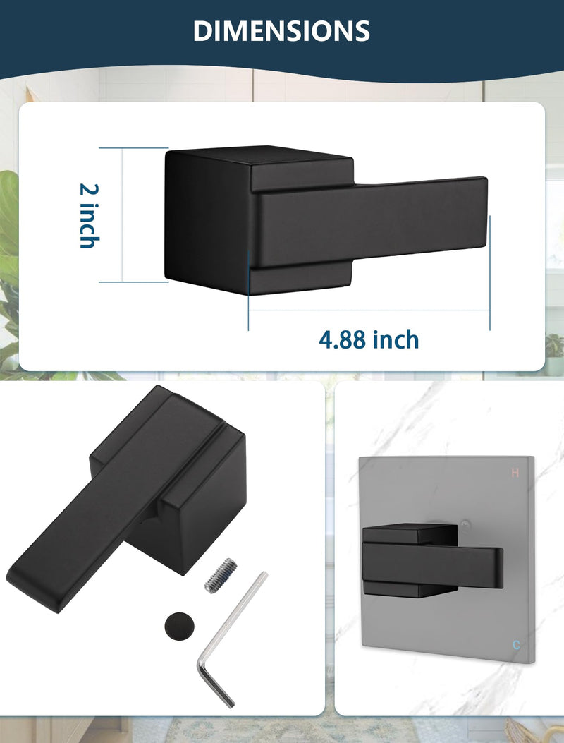 Replacement Handle for Delta 13/14 Series Shower Faucet, Compatible with Delta T14467 Single Metal Lever – Matte Black (Valve, Cartridge & Shower Cover Not Included)