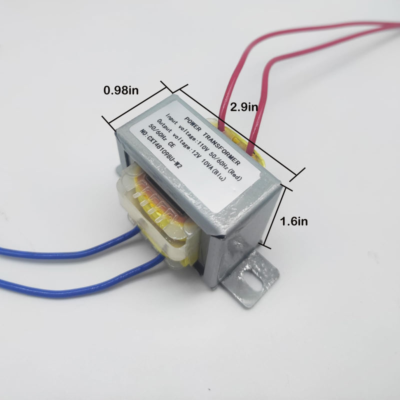 12V/10W AC/AC Power Transformer, Input 110V 50/60HZ Single-Phase Transformer,Step Down Transformer 110v to 12vac Power Converters Control Transformer