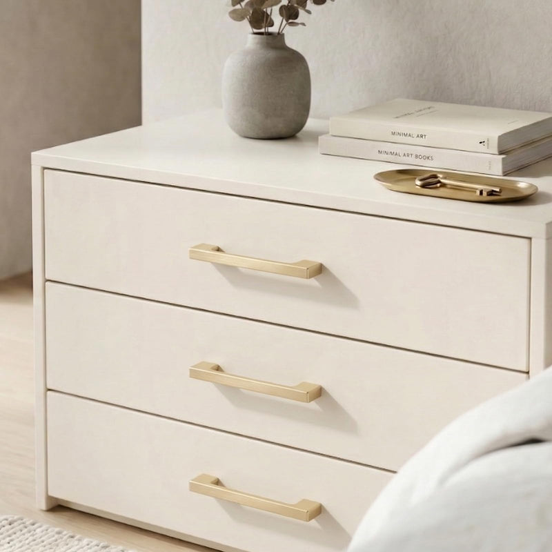 Liron Hardware 10 Pack Classic Cupboard Modern Cabinet Handles 3.78 Inch (96mm) Kitchen Furniture Drawers Pulls Pulls Brushed Brass 3.78 Inches (96mm) Hole Center