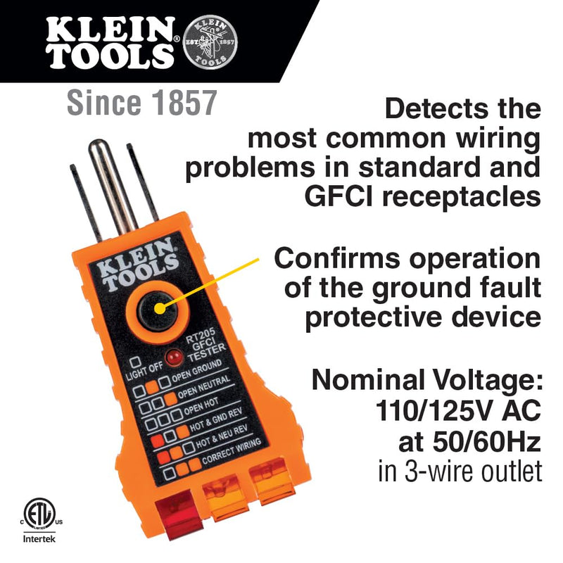 Klein Tools NCVT1PKIT Electrical Tester Kit with Non-Contact Low Voltage Tester, 50 to 1000V AC and GFCI Receptacle Tester, 2-Piece NCVT Kit