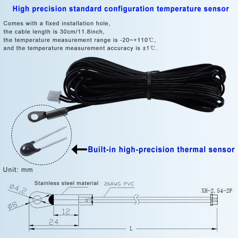 DC 12V 24V 4A 2-Way Adjustable PWM Fan Speed Controller, Automatic PC CPU Case Fans Temperature Control Governor with Sensor for 2 3 4-Wire DC Fan DC12V-24V 4A