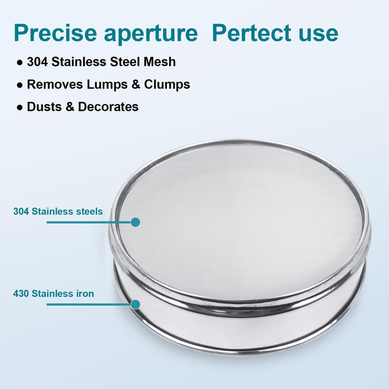 304 Stainless Steel Mesh Lab Sieve, 200 Mesh (0.075mm) Aperture Test Sieve, 7.9Inch(20cm) Diameter Economy Standard Analysis Sample Test Sieves for Industrial Laboratory Homes 200mesh(Ф7.9in/20cm)