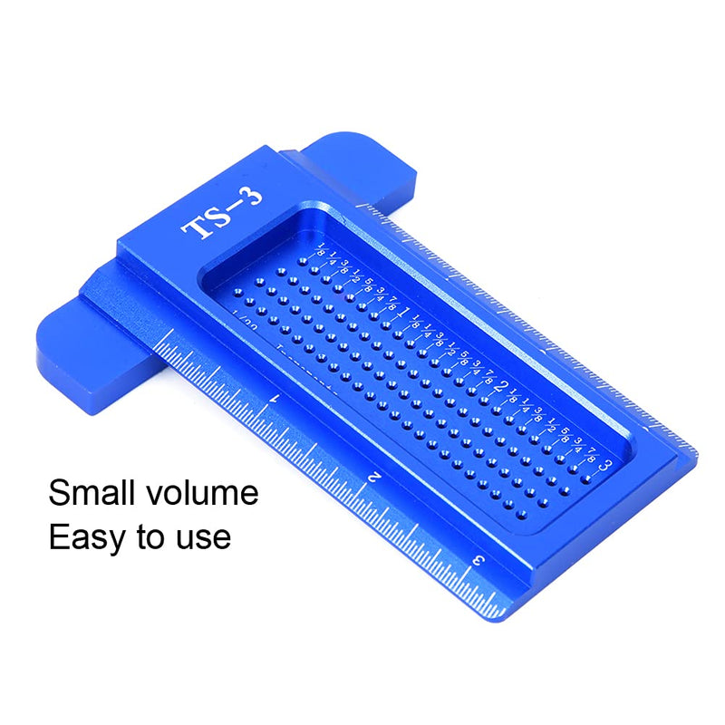 Precision Marking T-Rule, Aluminum Alloy Hole Positioning Scribing Gauge Woodworking Measuring Tool(Blue)