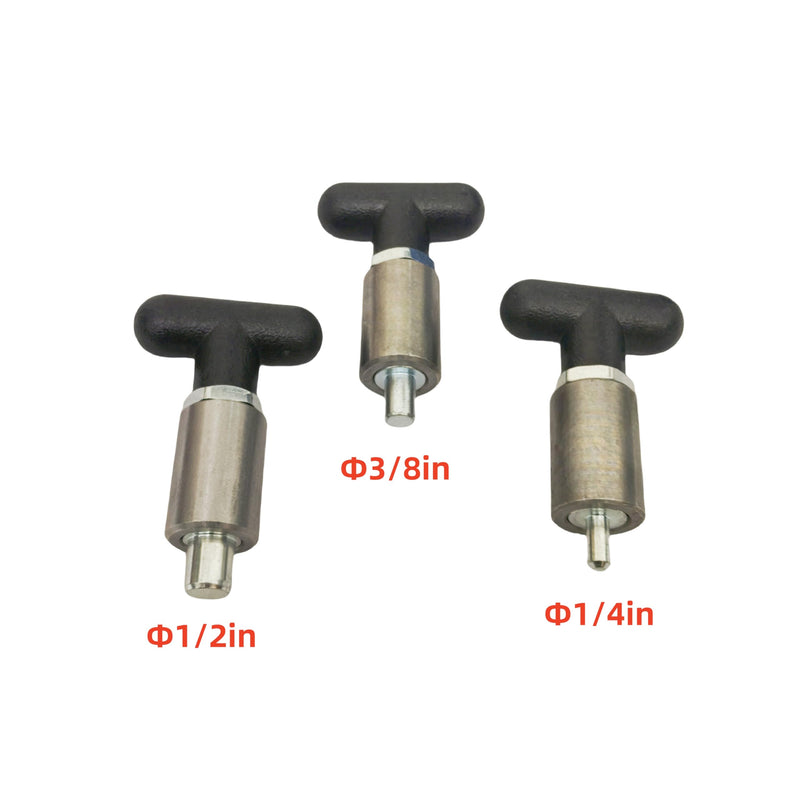 Handle Locking Spring-Loaded Pull pin, Welded Steel Body Column Positioning pin,Black Handle Lever knob (2, T-Handle Dia:3/8in) 2