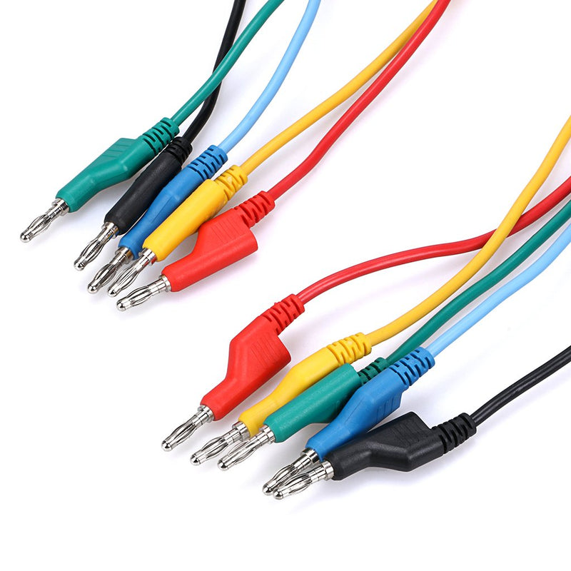 Sumnacon 5pcs Banana to Banana Plug Test Lead Set, 4mm Stackable Banana Plug Wire Test Cable Lead for Multimeter, Electrical Test Wire 1000V/15A 1 m