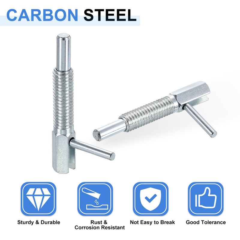 uxcell 5Pcs Retractable Indexing Plunger Pin, M16 l Spring Plunger Carbon Steel Spring Loaded Latch Telescopic Locking Pin for Machinery Shipbuilding 5