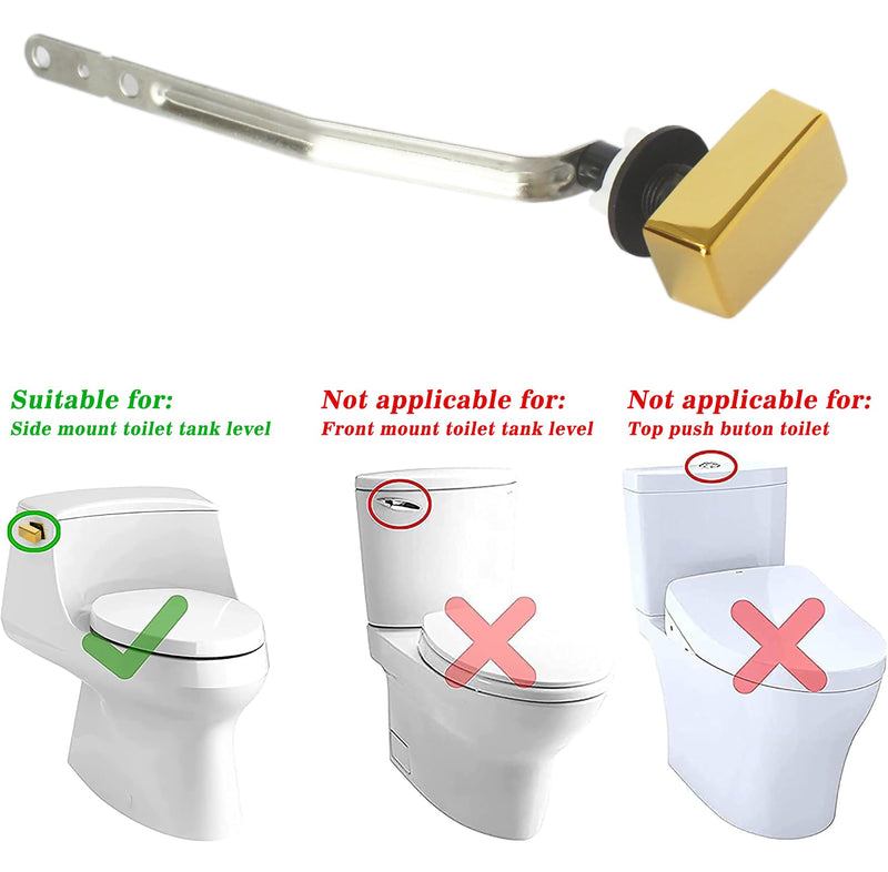 Universal Side Mount Toilet Handle Compatible with Kohler 85114-CP Trip Lever Kit, Toilet Tank Parts Handle Replacement, Vibrant (Polished Gold)