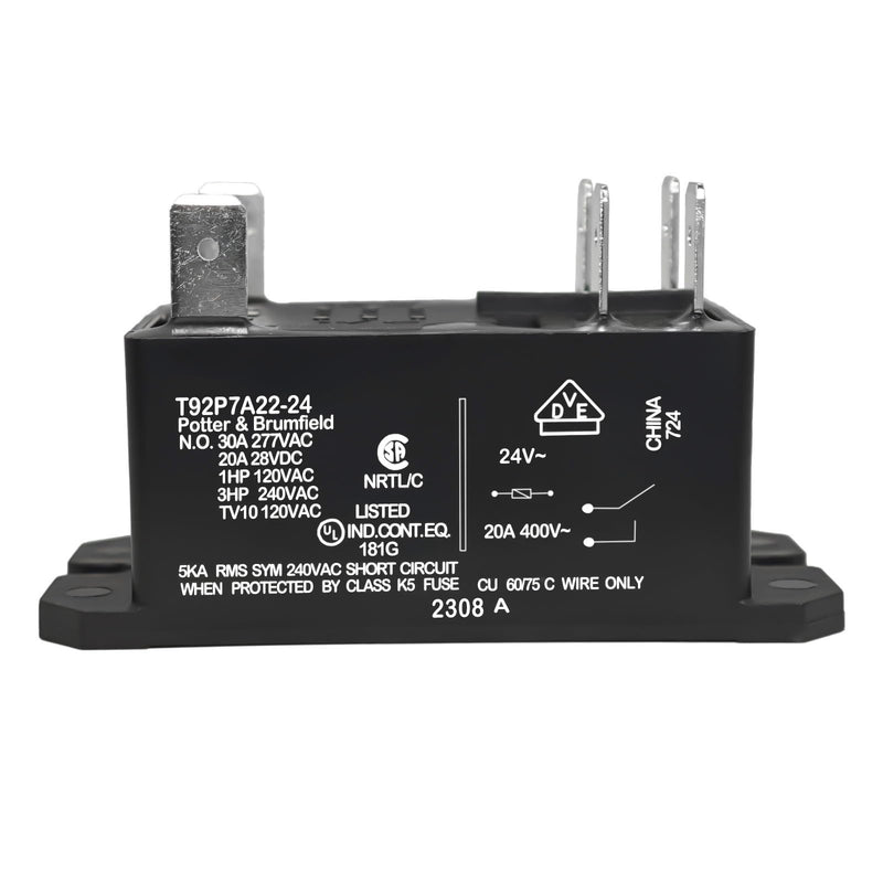 T92P7A22-24 Power Relay, DPST-NO (2 Form A) - 24VAC, 30A General Purpose Relay 1