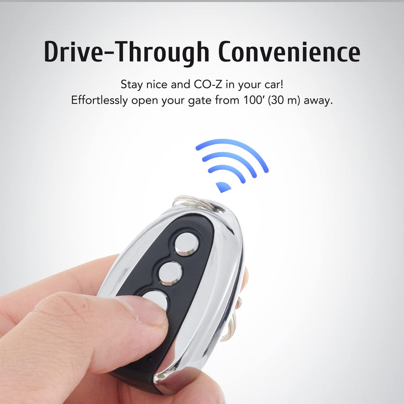 CO-Z 1 Backup Remote Control & 1 Wireless Clip-on Remote for Automatic Sliding Gate Opener Hardware,