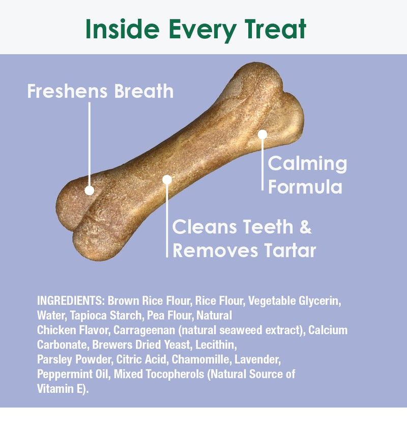 Bonies Natural Calming Formula Dog Treats, Contains Chamomile & Lavender, Help Anxiety, Excessive Barking & Trembling, Chicken Flavor, Medium, 8 Bones - PawsPlanet Australia