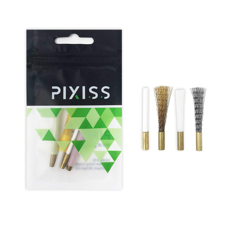 Pixiss Scratch Brush Pen Set With Replacement Tips, Fiberglass, Steel, Brass, Nylon, 5-inches Pen Style Prep Sanding Brush 4-Pack For Corrosion, Rust, Jewelry, Circuit Boards and Auto Body Work