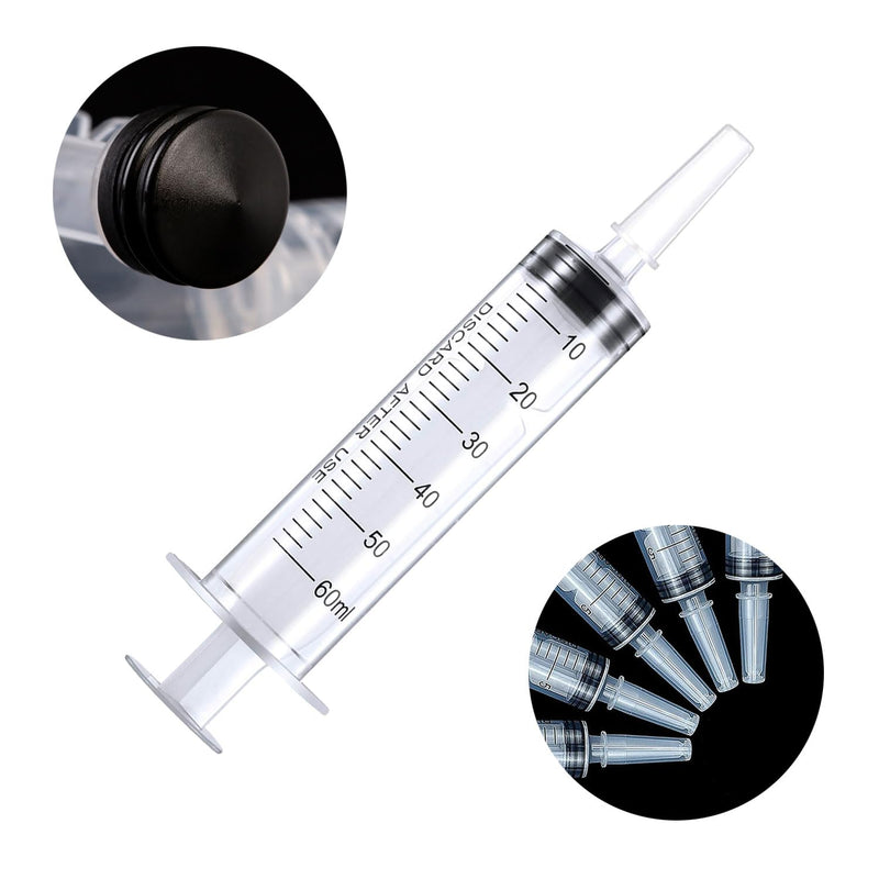 60 ml Syringe Without Needle, Syringe for Liquid with Cap, Oral, Scientific Labs, Measurement, Pack of 4 60ml