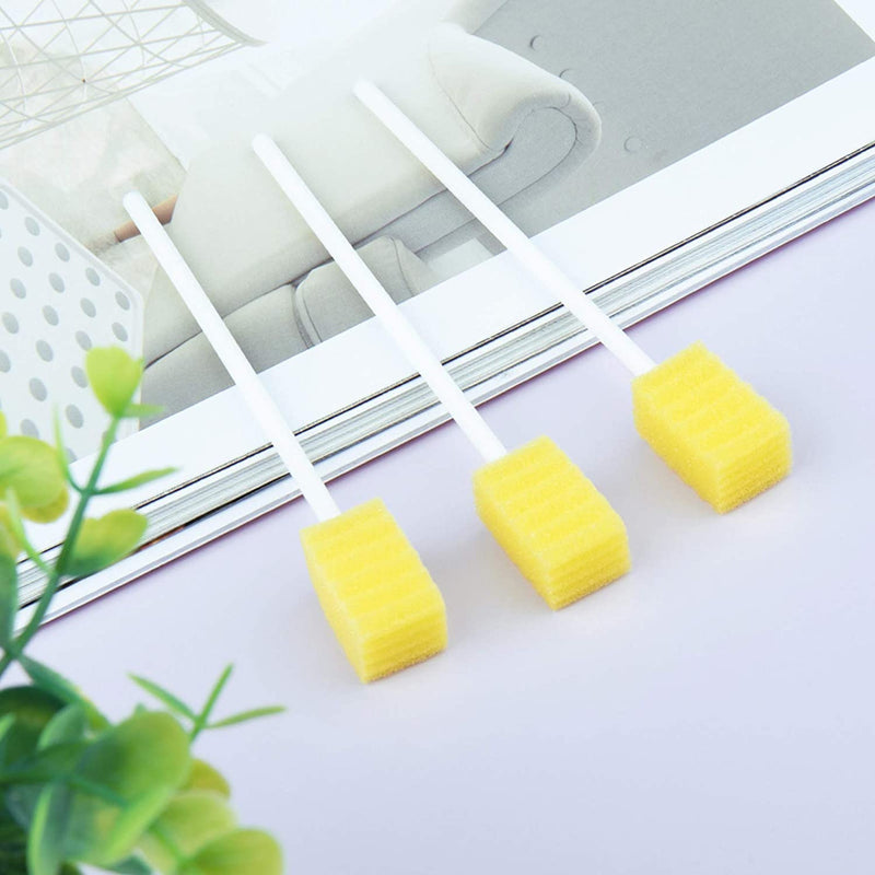 50 Pack Disposable Oral Swabs, Sterile Dental Sponge Swabsticks Unflavored for Mouth & Gum Cleaning - Yellow Yellow-50PCS