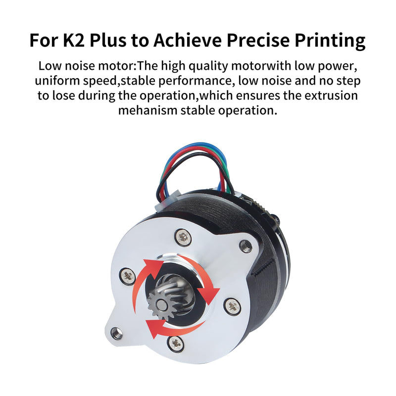 FYSETC 3D Printer Accessories for K2 Plus: Original Extruder Motor 35mm Round Pancake Stepper E-axis with 12 Teeth Shaft Gear Drive Board Connected Cable for K2 Pro FDM Printing Project