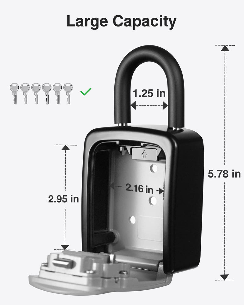 Puroma Key Lock Box, 4-Digit Combination Key Storage Lockbox, Portable Wall Mounted Security Lockbox with Code for Home, Flats, Realtors Garage Spare Keys (1 Pack, Grey) 1