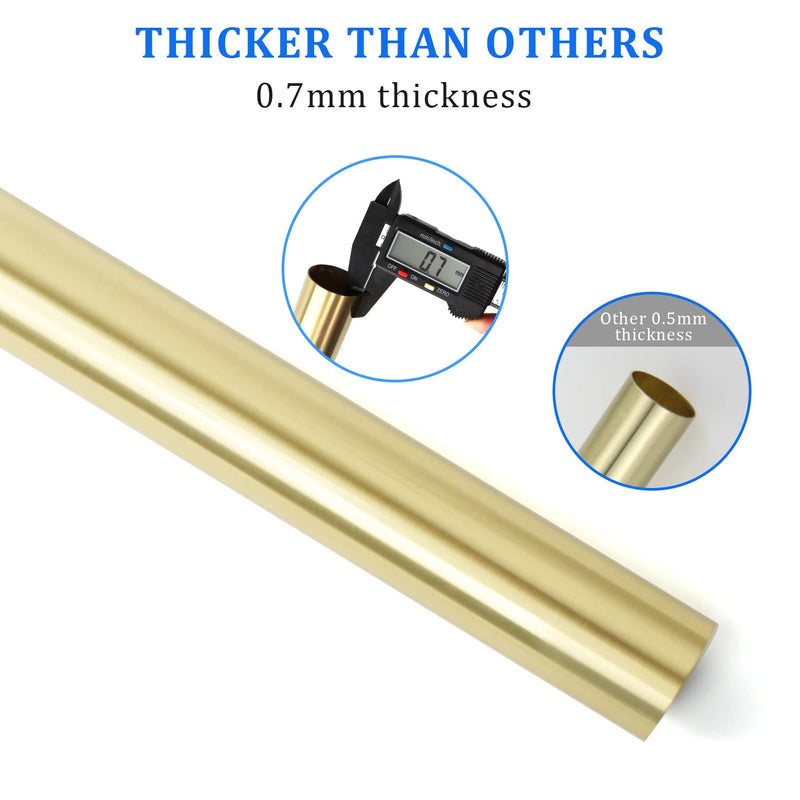 Brass Slip Joint Extension Tube，1-1/4 Inch O.D x 12 Inch P Trap Extension Pipe with Nut and Rubber Washer, Sink Drain Tailpiece (Brushed Gold) Brushed Gold