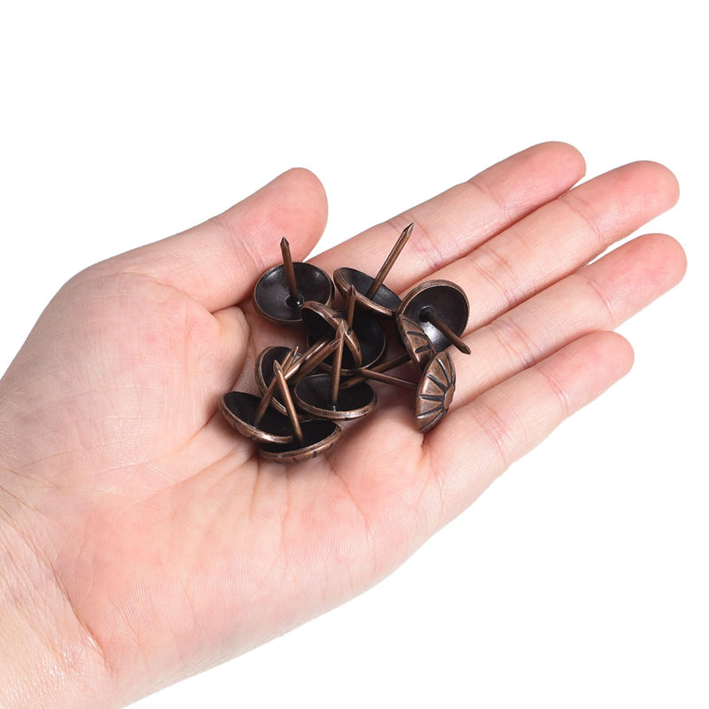 uxcell Upholstery Tack Nail Pins Furniture, 100Pcs 16x20mm Thumb Tack Pins Assortment Kit Carbon Steel for Home Sofa DIY Decorative Nail Heads Nails, Red Bronze 100