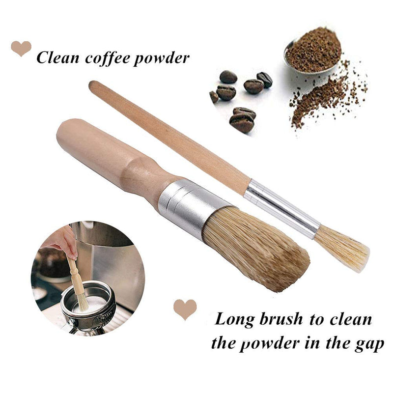 Coffee Machine Cleaning Brush Set - 4 Piece Set Including Wooden and Nylon Brushes for Grinders and Group Heads