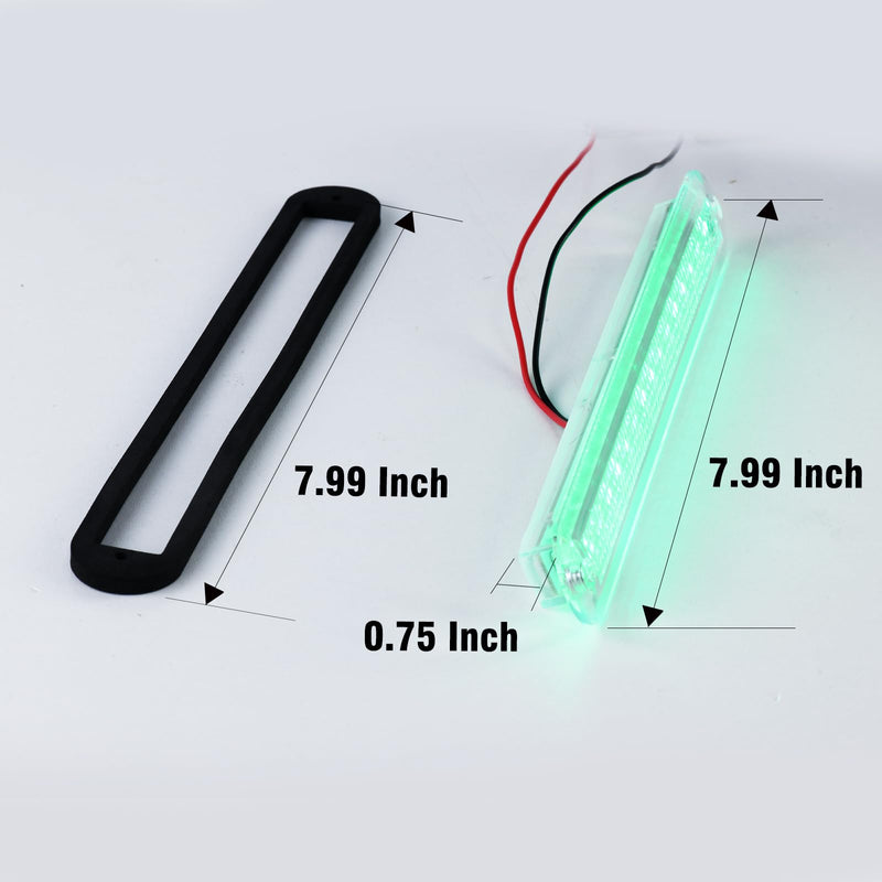 Marine RGBW LED Light, 4-Color Ambient Lighting (Red/Green/Blue/White), 12V DC IP67 Waterproof, 8 Inch Long Flush Mount Boat Courtesy Light for Cabin Deck Salon Yacht Pontoon, Single Light 1pc