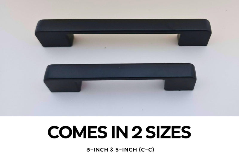 CAYBO Matte Black 5-Pack Cabinet Handle 5-inch (128mm) Hole Center. Flat Black Solid Square Bar Kitchen Cabinet Hardware Handle Pull -for Bedroom Dresser Drawer Wardrobe Door 5 Pack 5"/128mm