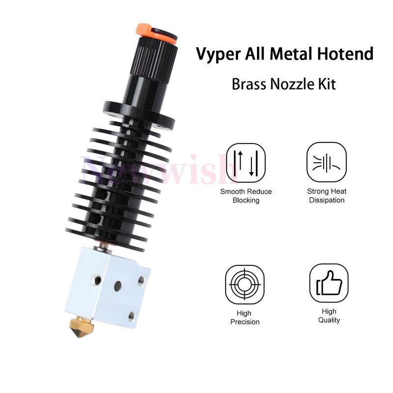 Vyper All Metal Hotend Upgrade Kit High Flow for Vyper,Kobra Max,Kobra Plus 3D Printer Volcano V5 J-Head Hotend Replacement,Bi-Metal Heatbreak,Brass Nozzle 0.4mm,Aluminum Heater Block. Brass Nozzle Kit