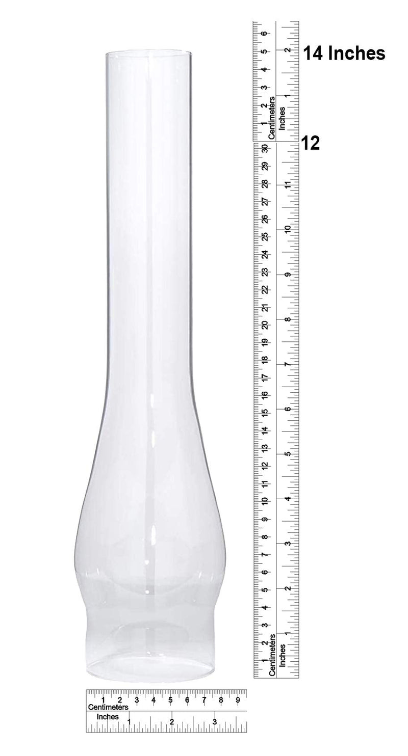 B&P Lamp 3 Inch Base by 14 Inch Tall Clear Glass Oil and Kerosene Lamp Chimney