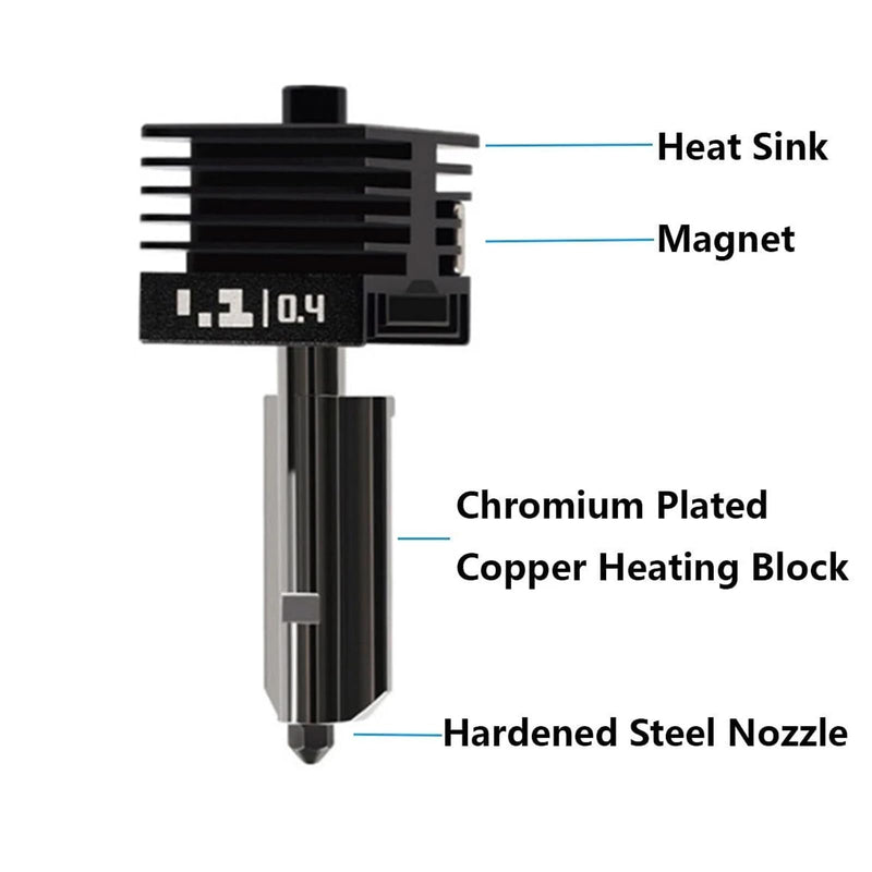 HICTOP Hotend for Bambu Lab H2D 3D Printers Bambu lab H2S/P2S/H2D/H2D Laser/A1/A1 Mini Hotend with a 0.4mm Hardened Steel Nozzle and Silicone Cover (2, 0.4mm) 2