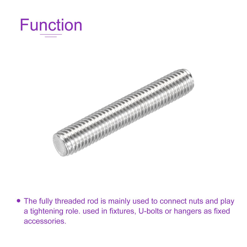 DMiotech 10 Pack M10 x 60mm Fully Threaded Rod 304 Stainless Steel Right Hand Threads Rod Bar Studs Clamps and U-Bolts