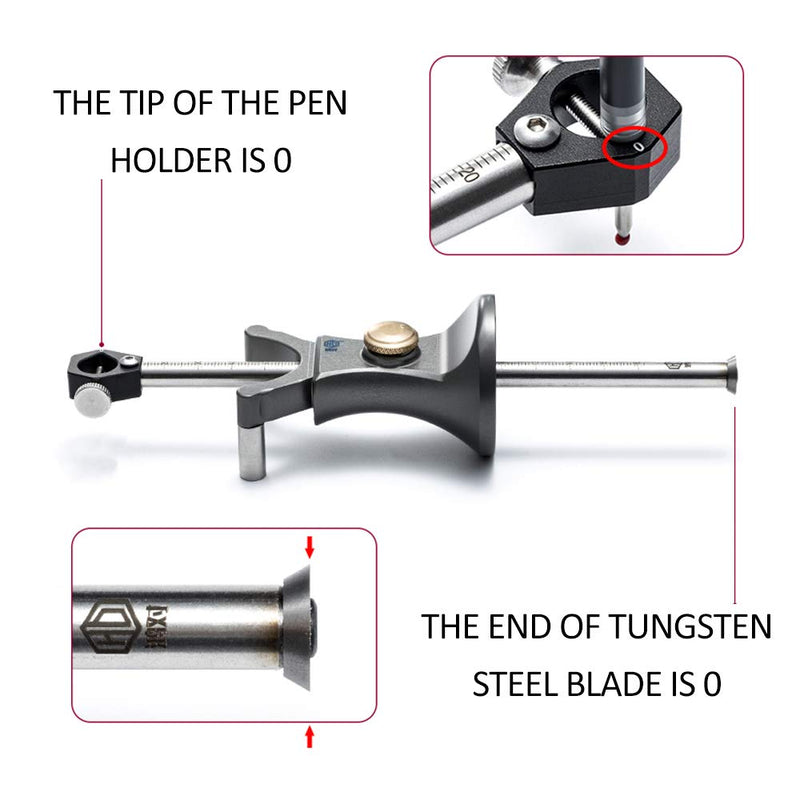 Wheel Marking Gauge, Wood Scribe Tool Woodworking Tool Set 180 MM Sliding Mark Scraper Adjustable Precision Linear Arc Dual-purpose Scriber Parallel Line Drawing Tool
