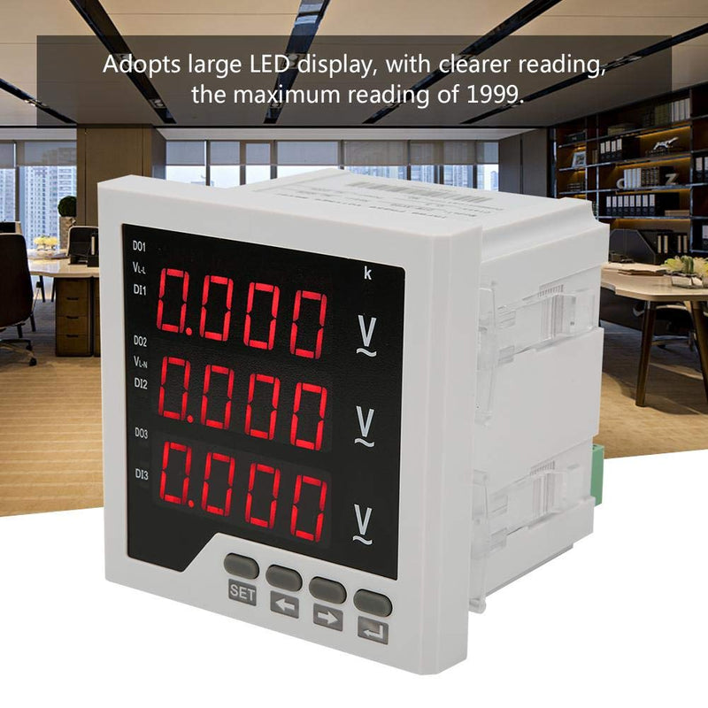 3 Phase Voltage Meter AC 450V, DTM-AV96 Digital Voltmeter 1 LED Display Panel Programmable Voltage Current Frequency Tester