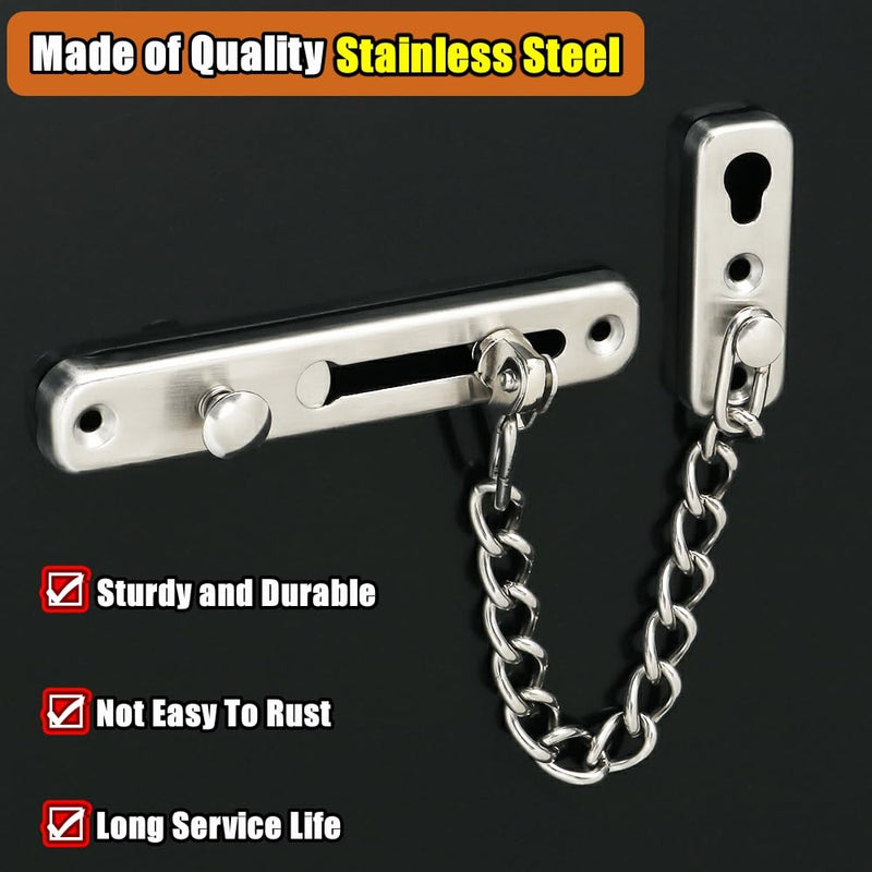 Alise Chain Door Guard Lock，Door Chain Locks with Safety Spring Anti-Theft Press Latch,Chain Locks for Inside Door and Extra Front Door Lock, Brushed Nickel(1 Pack) 1 Pack