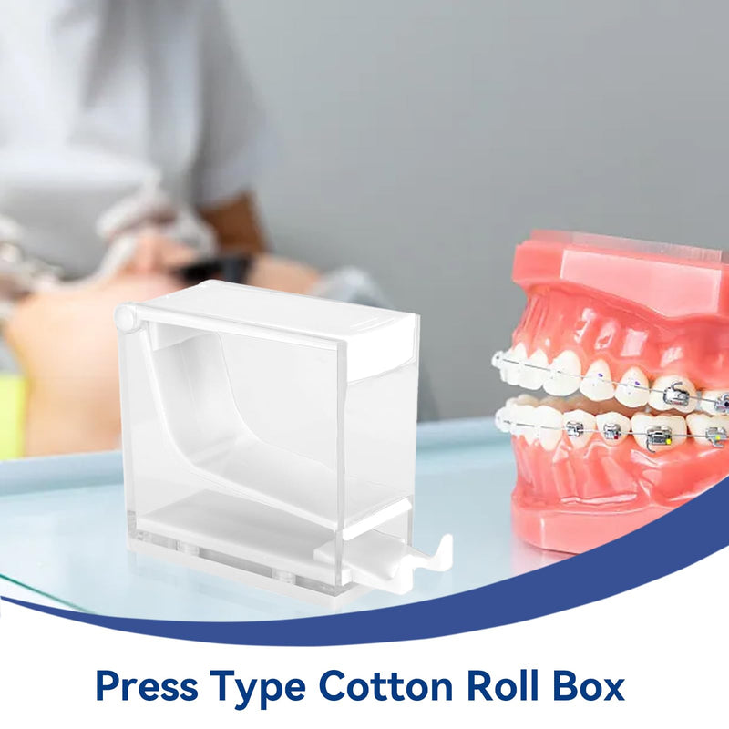 Press-on Dental Cotton Rolls Holder and Dispenser with Nonslip Base(Cotton Rolls Not Included), 4.7 x 3.8 x 1.9in(White)