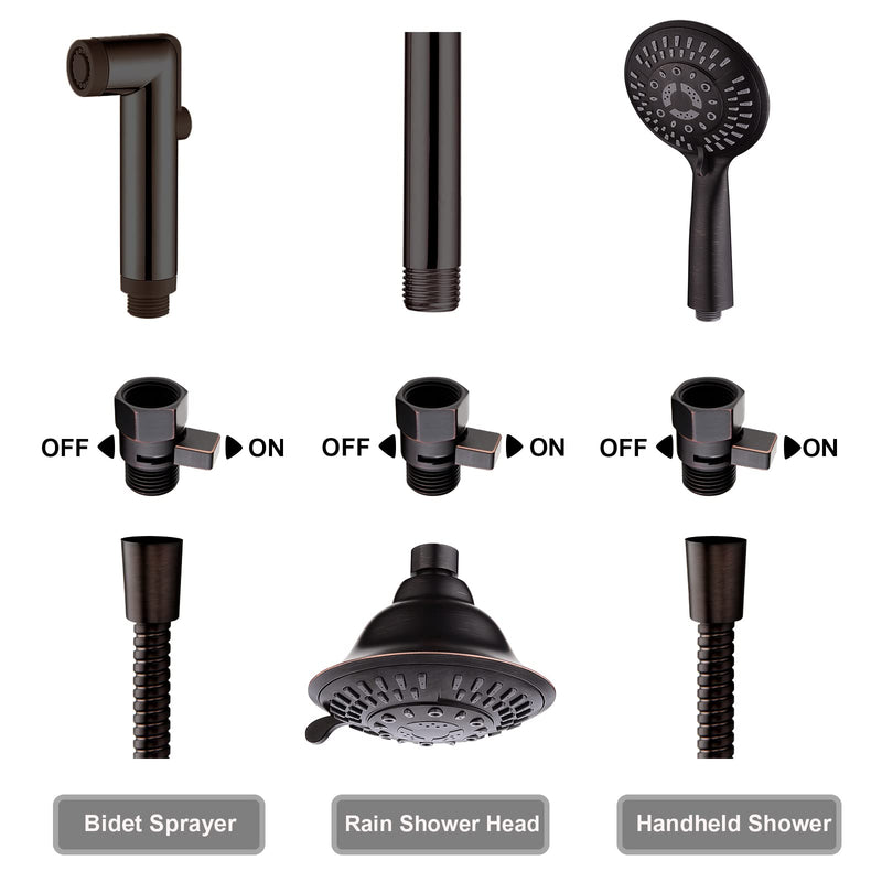 BRIGHT SHOWERS Water Flow Control Valve, Brass Shower Head Water Valve with Handle Lever, Flow Regulator Water-Saver Volume, Oil-Rubbed Bronze Oil Rubbed Bronze