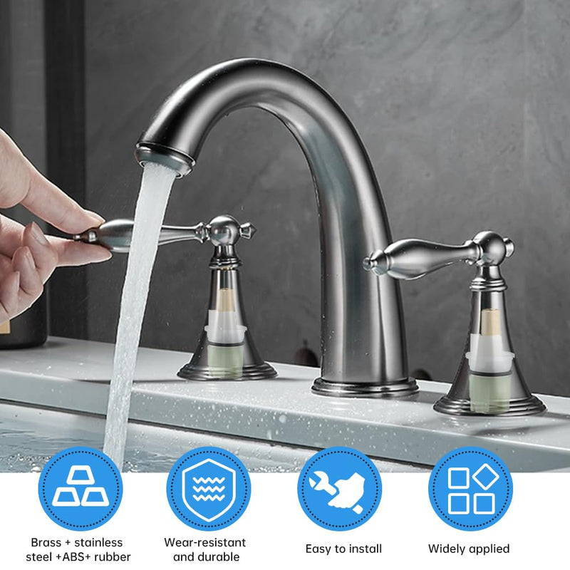 4 Pack RP25513 Faucet Stem Assembly Compatible with Del-ta Two Handle Faucet Repair Kit with RP4993 Rubber Seat, Spring and Turn stop1/4, Replacement Stems Cartridges for Bathtub Shower Sink Faucets