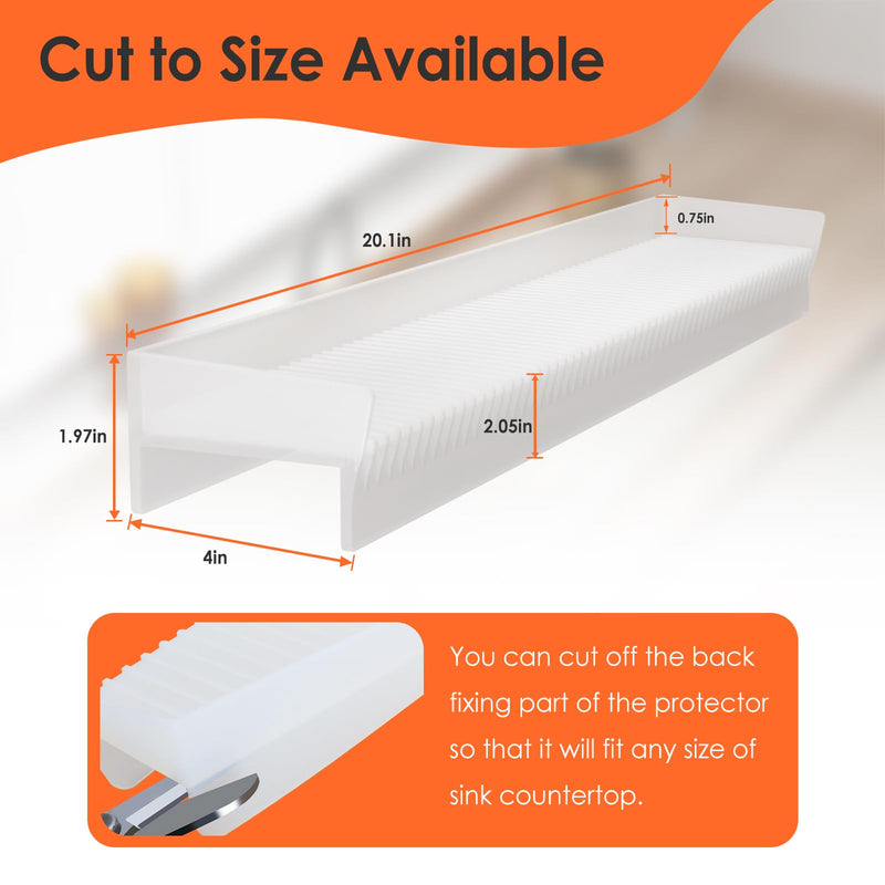 Sink Edge Protectors for Kitchen Sink, Silicone Sink Splash Guard for Kitchen and Bathroom, Protect Countertop from Scratch, Stain, Splash, Kitchen Sink Protector Stainless Steel, Granite, Quartz Transparent-1 4in x 20in