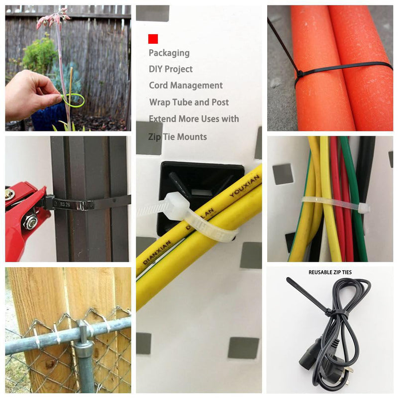 HS Durable Plastic Zip Ties 4 Inch (Bulk-1000 Pack) Small Tie Wraps Thin 18 Lbs Self-Locking Nylon Cable Ties for Electronics Organizer, Wire Zip Ties UV Rated Black Black 4"1000