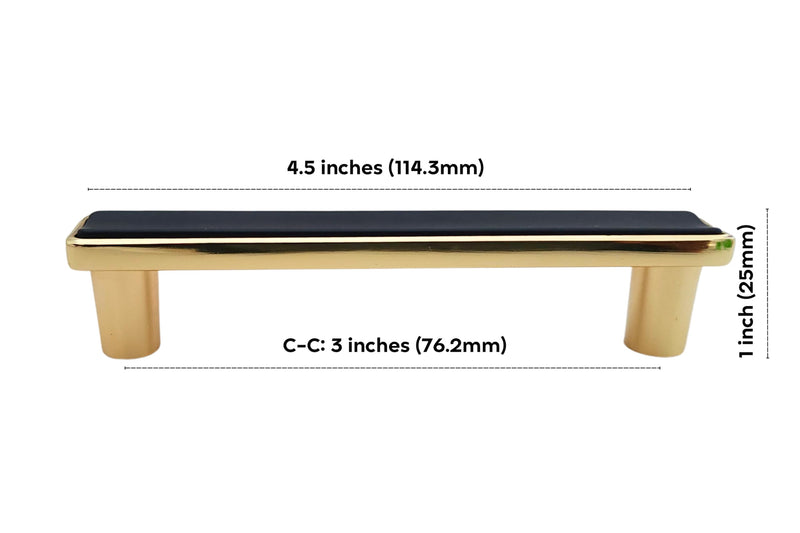 CAYBO 3.77 Inch 10 Pack (96mm) Gold Drawer and Cabinet Handle Set Unique Modern Kitchen Cabinet Pulls and Handles Black with Gold Trim 10 Pack 3.77inch_96mm Gold Black