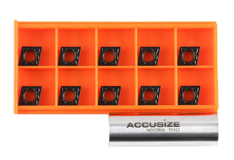Accusize Industrial Tools Ccmt32.51-Md Cvd Coated Carbide Inserts, 10 Pcs/Box, Black and Yellow, 2200-1014