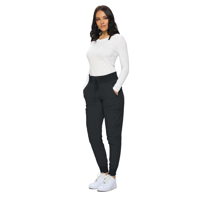 Monarch Uniforms Womens Jogger Scrubs Ribbed Jogger Scrub Pants for Women Medium Black