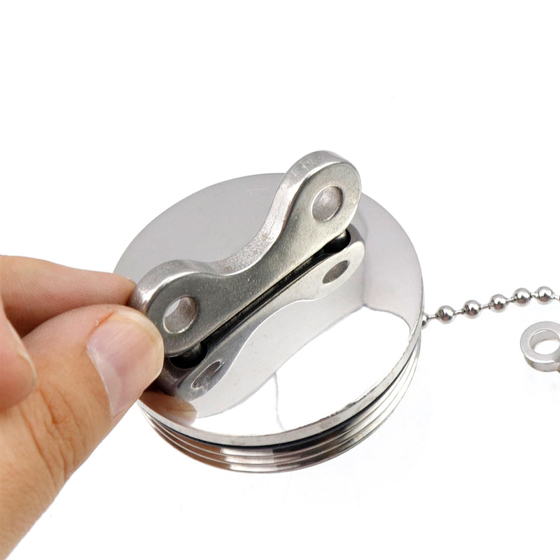 Bitray 316 Stainless Steel Boat Deck Filler Cap Marine Fuel Cover with Chain and Key Marine Boat Fill Port - 2"/50mm Silver / 50mm
